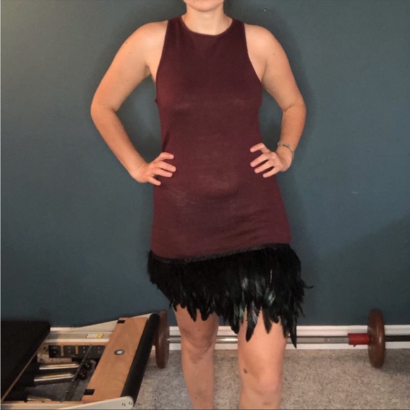 Feather Trim Cocktail Dress - Picture 2 of 5